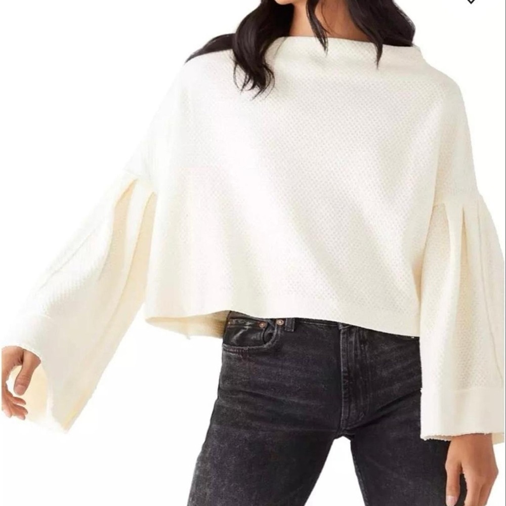 We The Free Cream waffle knit top cream size medium